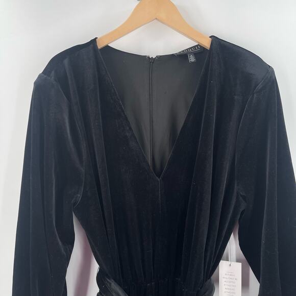 ELOQUII Jumpsuit Size 18 NWT Black Velvet Tie Belt Wide Leg Cocktail Evening - Picture 9 of 16